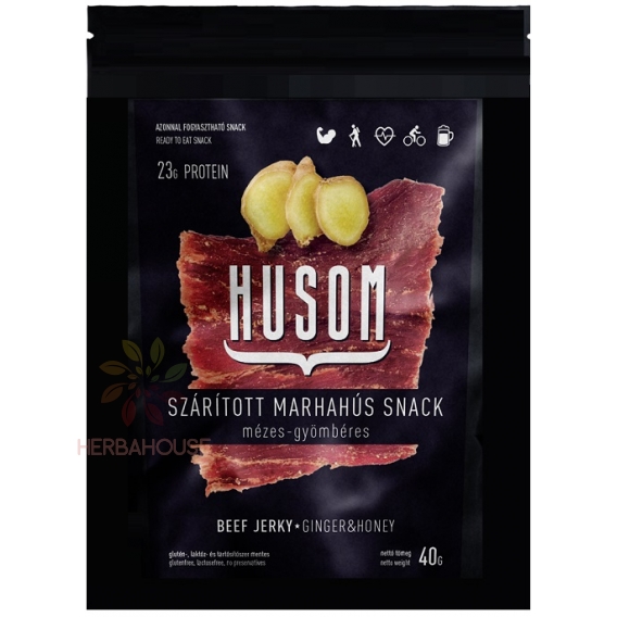 Obrázek pro Husom Beef Jerky Sušené hovězí maso s medem a zázvorem (40g)