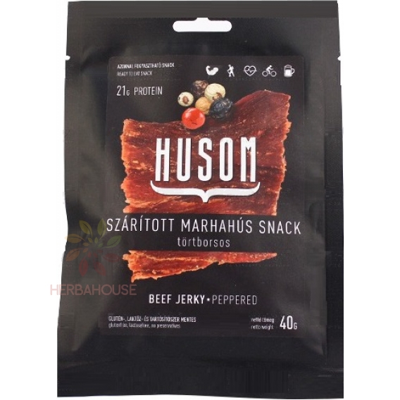 Obrázek pro Husom Beef Jerky Sušené hovězí maso s pepřem (40g)