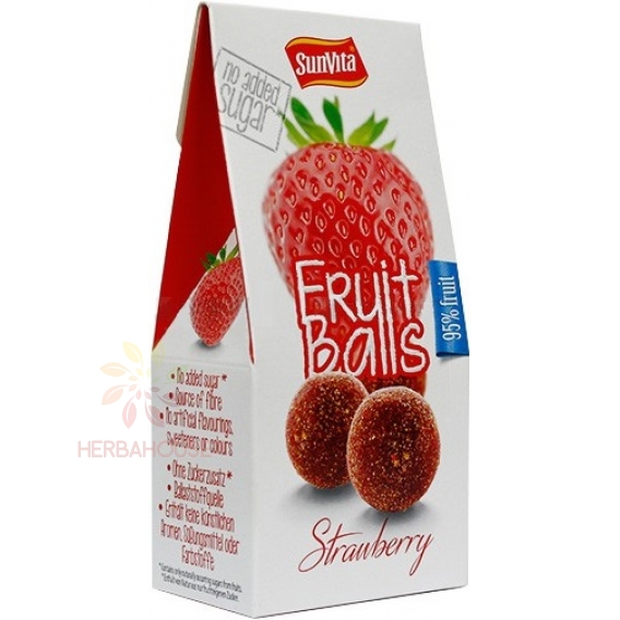 Obrázek pro SunVita Ovocné kuličky s jahodovou příchutí posypané jahodovým práškem (80g)
