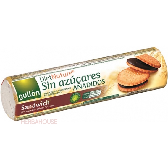 Obrázek pro Gullón Sandwich sušenky plněné tmavou čokoládou bez cukru (250g)