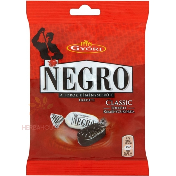 Obrázek pro Győri Negro Classic tvrdé bonbony plněné mentolově anýzových (79g)