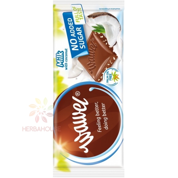 Obrázek pro Wawel Mléčná čokoláda s kokosem bez přídavku cukru se sladidlem (100g)
