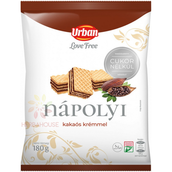 Obrázek pro Urbán Oplatky plněné krémem s kakaovou příchutí bez cukru (180g)