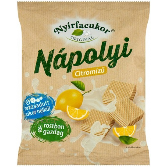 Obrázek pro Nyírfacukor Oplatky plněné krémem s citrónovou příchutí bez cukru s xylitolem (180g)