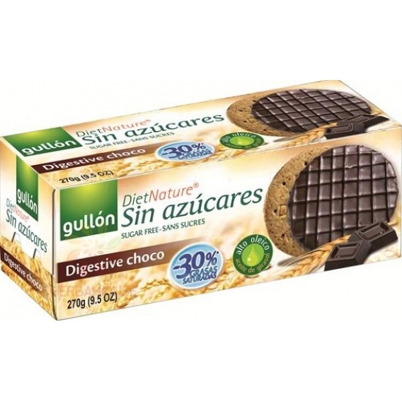 Obrázek pro Gullón Digestive Polomáčené celozrnné sušenky v kakaové polevě bez cukru (270g)