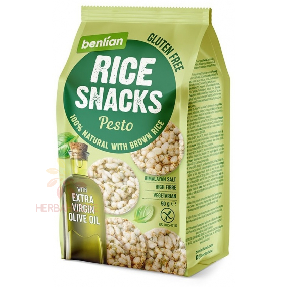 Obrázek pro Benlian Food Bezlepkový rýžový snack s příchutí pesto (50g)