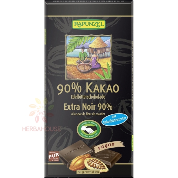 Obrázek pro Rapunzel Bio Hořká čokoláda 90% s kokosovým cukrem (80g)