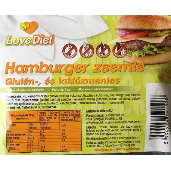 Obrázek pro LoveDiet Bezlepkové hamburgerové housky (2x70g)