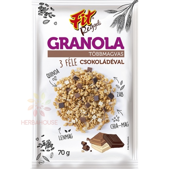 Obrázek pro Fit Granola vícezrnná 3 druhy čokolády (70g)