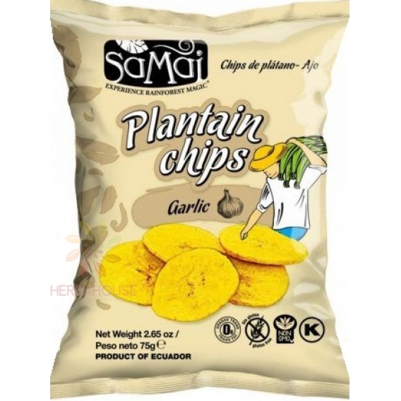 Obrázek pro Samai Banánové chipsy plantejny s česnekem (75g)