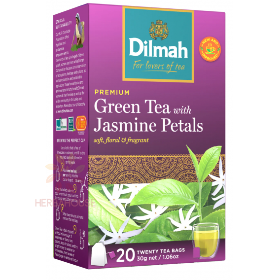 Obrázek pro Dilmah Jasmine Petals Zelený čaj s jasmínovým květem porcovaný (20ks)