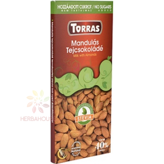 Obrázek pro Torras Bezlepková mléčná čokoláda s mandlemi bez přidaného cukru se sladidly (125g)