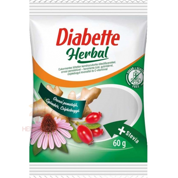 Obrázek pro Diabette Herb Tvrdé bonbony s Jablečník obecný, vitaminem C s příchutí máty se sladidly (60g)