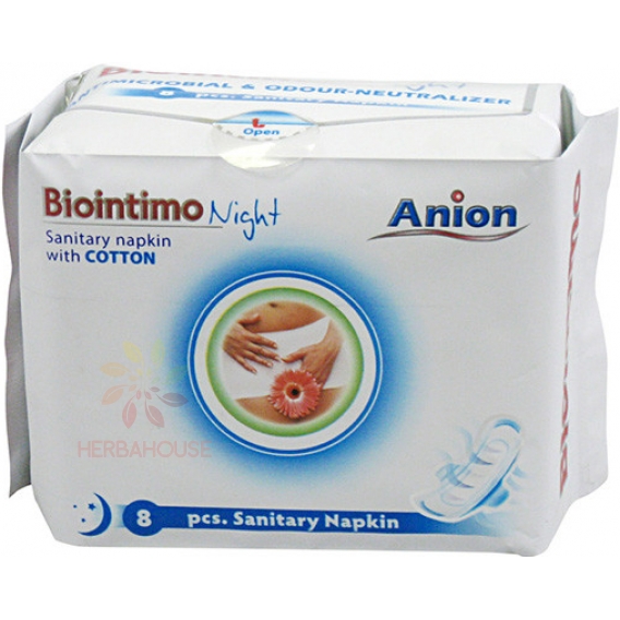 Obrázek pro Biointimo Anion Night Dámské noční hygienické vložky s křidélky (8ks)