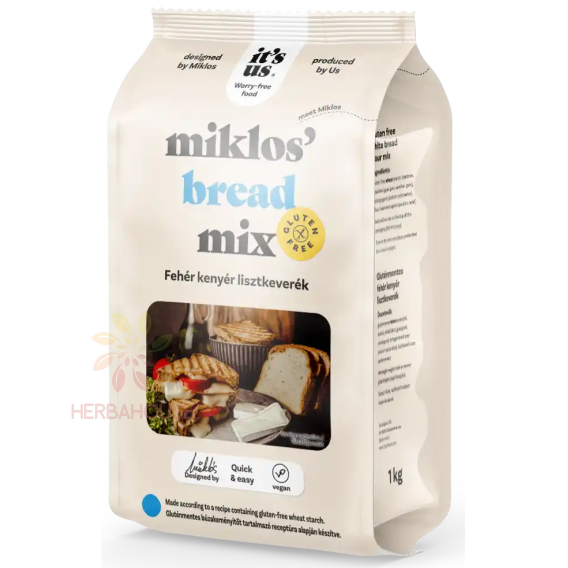 Obrázek pro Naturbit It´s us Miklos Bread Mix Bezlepková moučná směs na přípravu bílého chleba (1000g)