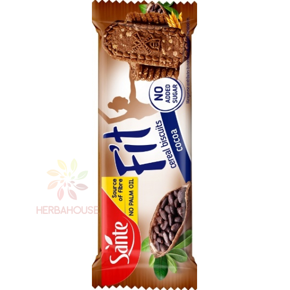 Obrázek pro Sante Fit Snídaňové cereální sušenky s kakaem bez přidaného cukru (50g)