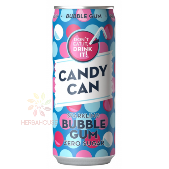 Obrázek pro Candy Can Sycený nápoj s příchutí žvýkačky se sladidly (330ml)