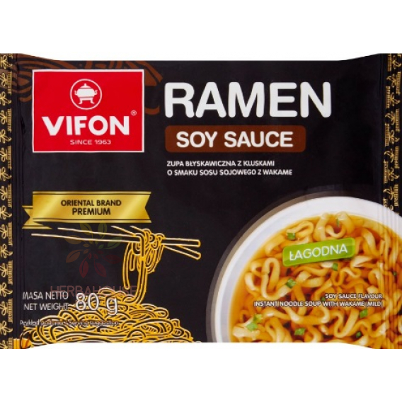Obrázek pro Vifon Ramen instantní nudlová polévka s příchutí sójové omáčky s wakame (80g)