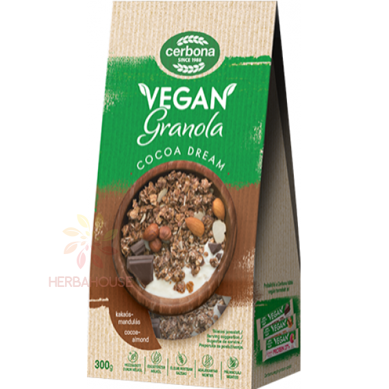 Obrázek pro Cerbona Vegan Čokoládovo-mandľová granola bez pridaného cukru (300g) 