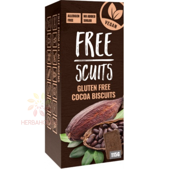 Obrázek pro FreeScuits Bezlepkové kakaové sušenky se sladidlem (115g)