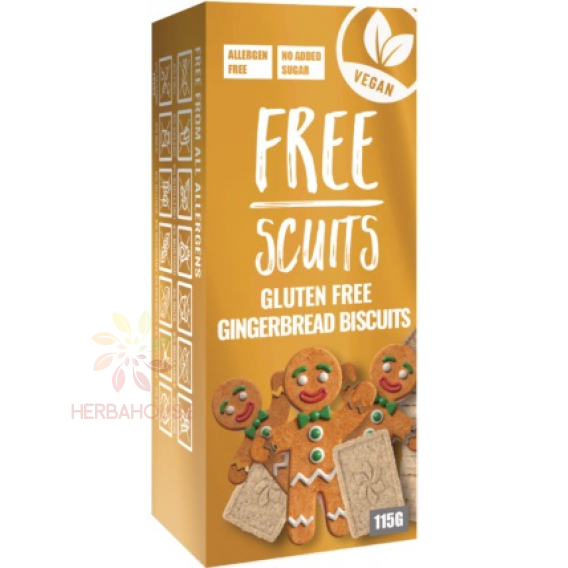 Obrázek pro FreeScuits Bezlepkové sušenky s perníkovou příchutí se sladidlem (115g)