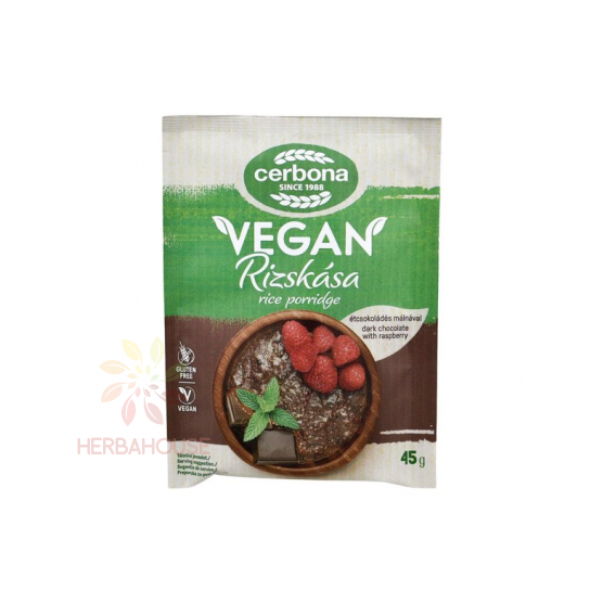 Obrázek pro Cerbona Vegan Bezlepková Rýžová kaše čokoláda malina (45g)