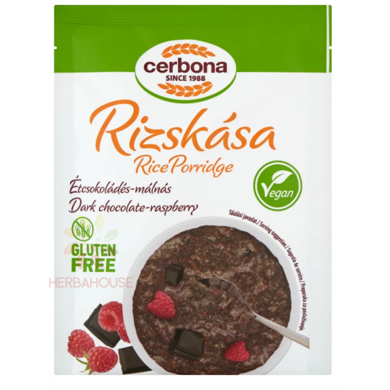 Obrázek pro Cerbona Vegan Bezlepková Rýžová kaše čokoláda malina (45g)