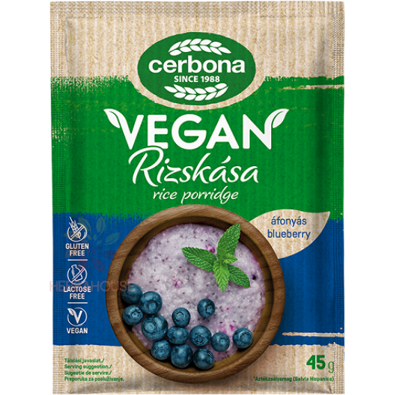 Obrázek pro Cerbona Vegan Bezlepková Rýžová kaše borůvky (45g)