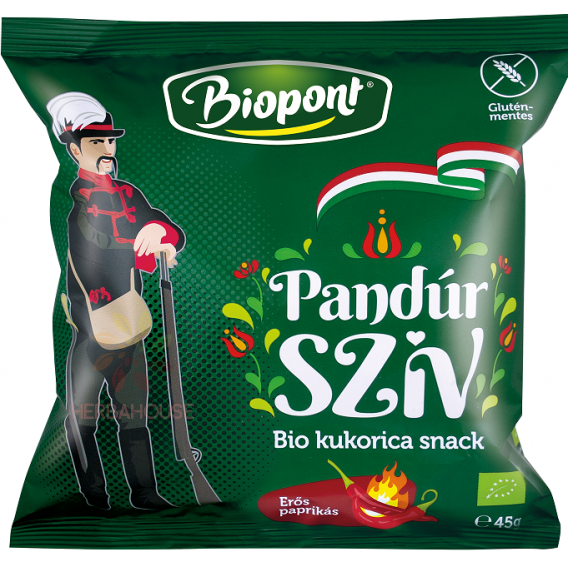 Obrázek pro Biopont Bio Kukuřičný snack Pandúr srdce s paprikovou příchutí pikantní (45g)