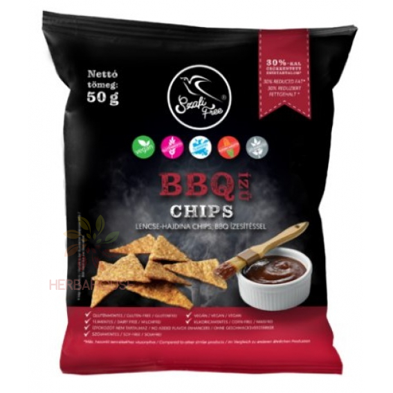 Obrázek pro Szafi Free Bezlepkový čočkovo-pohankový chips s příchutí Barbecue (50g)