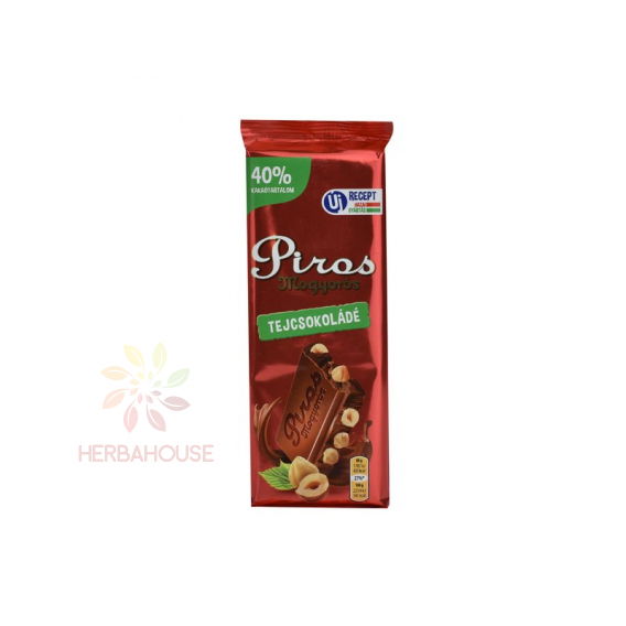 Obrázek pro Piros Mogyorós Mléčná čokoláda s lískovými oříšky (80g)