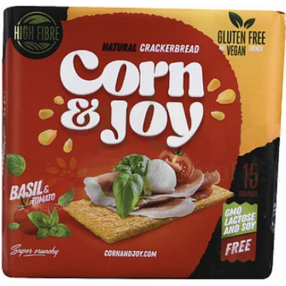 Obrázek pro Corn & Joy Bezlepkový Extrudovaný kukuřičný chléb s rajčaty a bazalkou (100g)