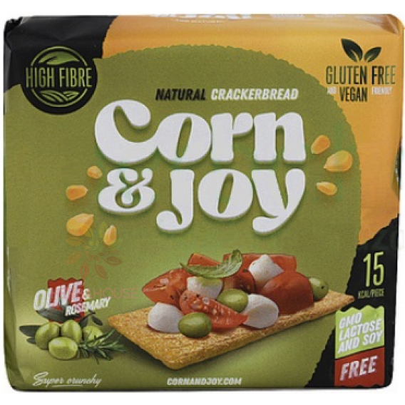 Obrázek pro Corn & Joy Bezlepkový Extrudovaný kukuřičný chléb s rozmarýnem a olivovým olejem (80g)