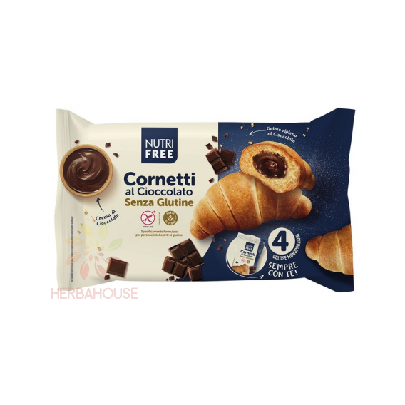 Obrázek pro Nutri Free Cornetti Bezlepkové máslové rohlíky s čokoládovou náplní (240g)