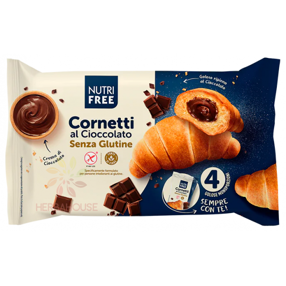 Obrázek pro Nutri Free Cornetti Bezlepkové máslové rohlíky s čokoládovou náplní (240g)