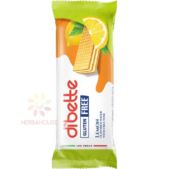 Obrázek pro Dibette Bezlepková oplatka plněná krémem s citrónovou příchutí slazená fruktózou (50g)