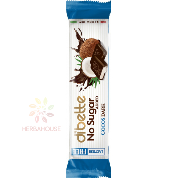 Obrázek pro Dibette NAS Hořká čokoláda se sladidlem plněná krémem s kokosovou příchutí (22g)