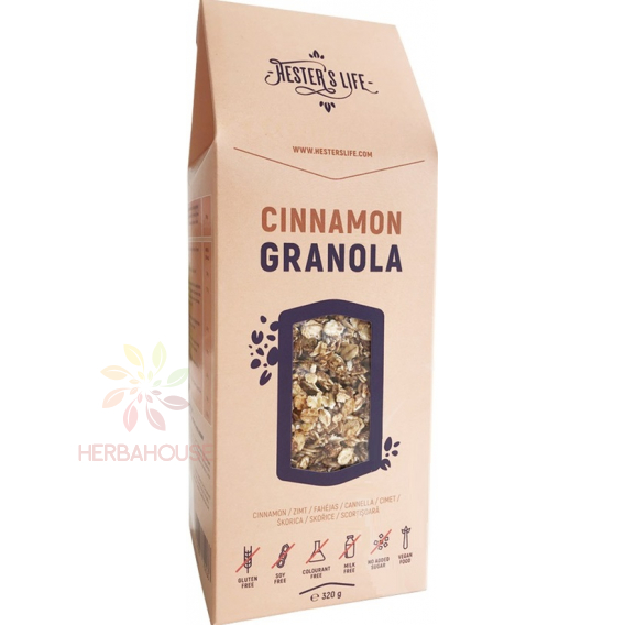 Obrázek pro Hester's Life Cinnamon Bezlepková škoricová granola bez pridaného cukru (320g)