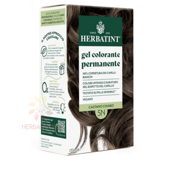 Obrázek pro Herbatint Přírodní permanentní barva na vlasy 5N - světlý kaštan (170ml)