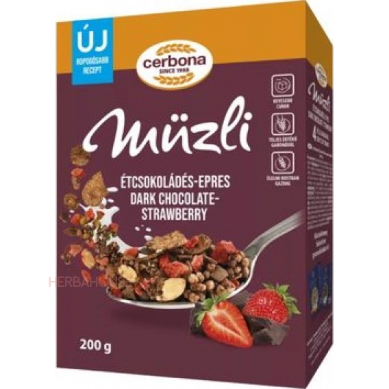 Obrázek pro Cerbona Müsli tmavá čokoláda-jahoda (200g)