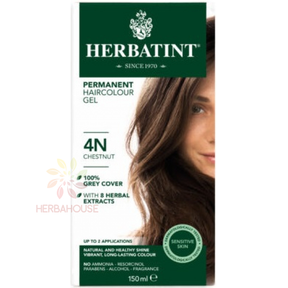 Obrázek pro Herbatint Přírodní permanentní barva na vlasy 4N - kaštanová (150ml)