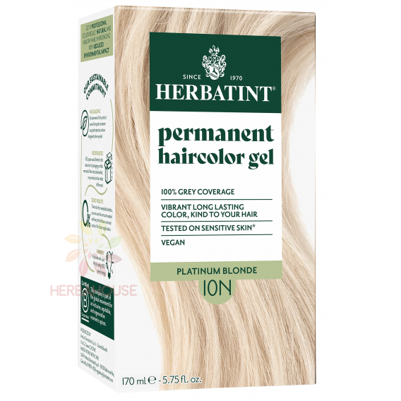 Obrázek pro Herbatint Přírodní permanentní barva na vlasy 10N - platinová blond (170ml)