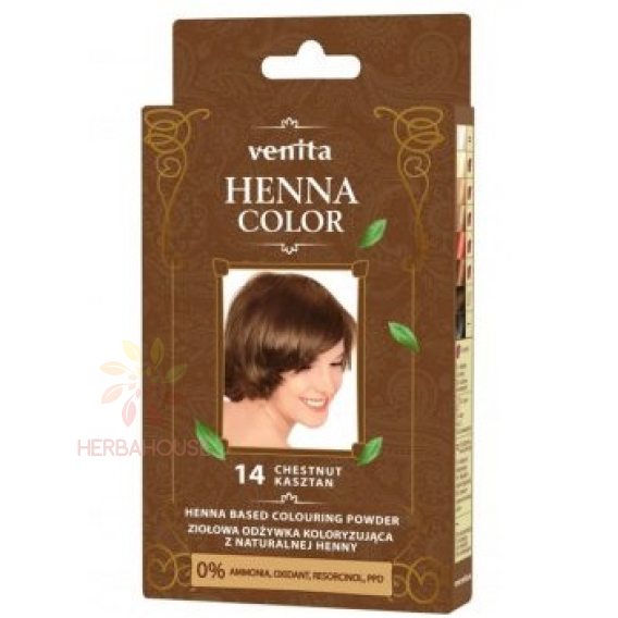 Obrázek pro Venita Henna Color přírodní prášek pro barvení vlasů 14 - kaštanově hnědá (25g)