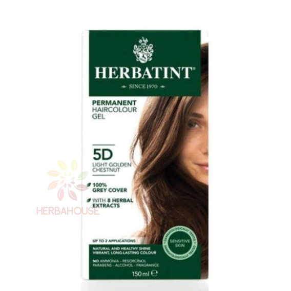 Obrázek pro Herbatint Přírodní permanentní barva na vlasy 5D - světlý zlatý kaštan (150ml)