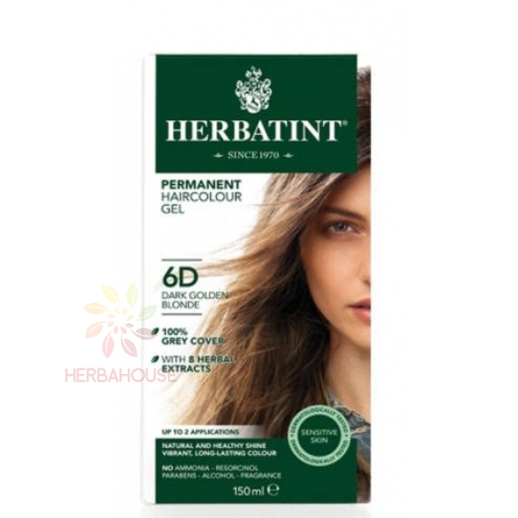 Obrázek pro Herbatint Přírodní permanentní barva na vlasy 6D - tmavá zlatá blond (150ml)