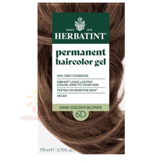 Obrázek pro Herbatint Přírodní permanentní barva na vlasy 6D - tmavá zlatá blond (170ml)
